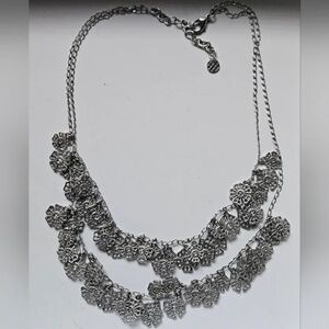 Talbots Filigree Silver Floral Necklace